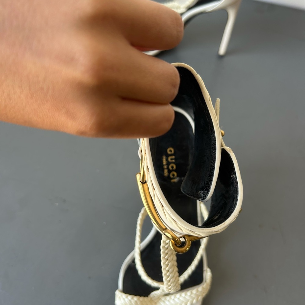 Gucci Ursla white/ivory sandal heels size 36.5 - Picture 4 of 11